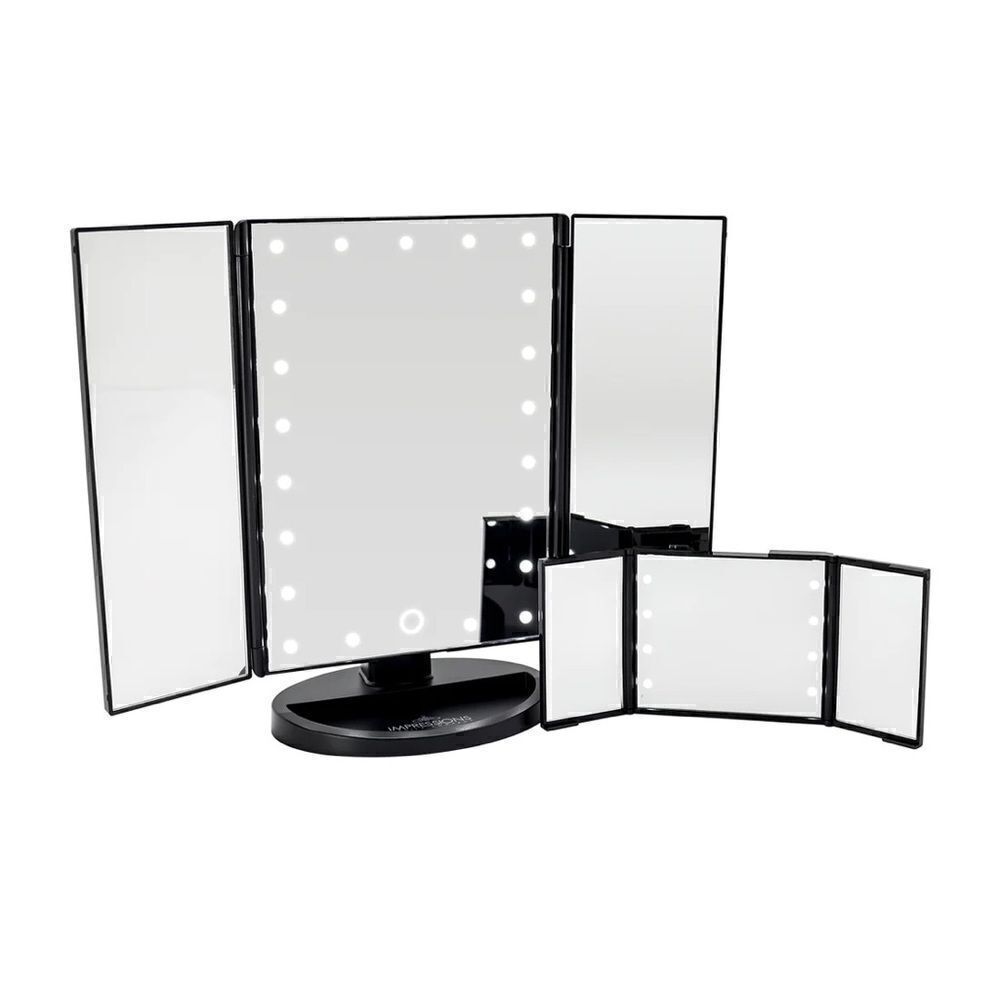 Impressions Vanity Touch and Go Trifold Mirror Bundle in Matte Black